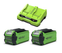 2 Аккумулятора Greenworks G40B2 40V (2 А/ч) + Зарядное устройство на 2 слота Greenworks G40UC2 40V (2 A)