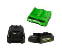 2 Аккумулятора с USB разъемом Greenworks G24USB2 24V (2 А/ч) + Зарядное устройство на 2 аккумулятора Greenworks G24C 24V